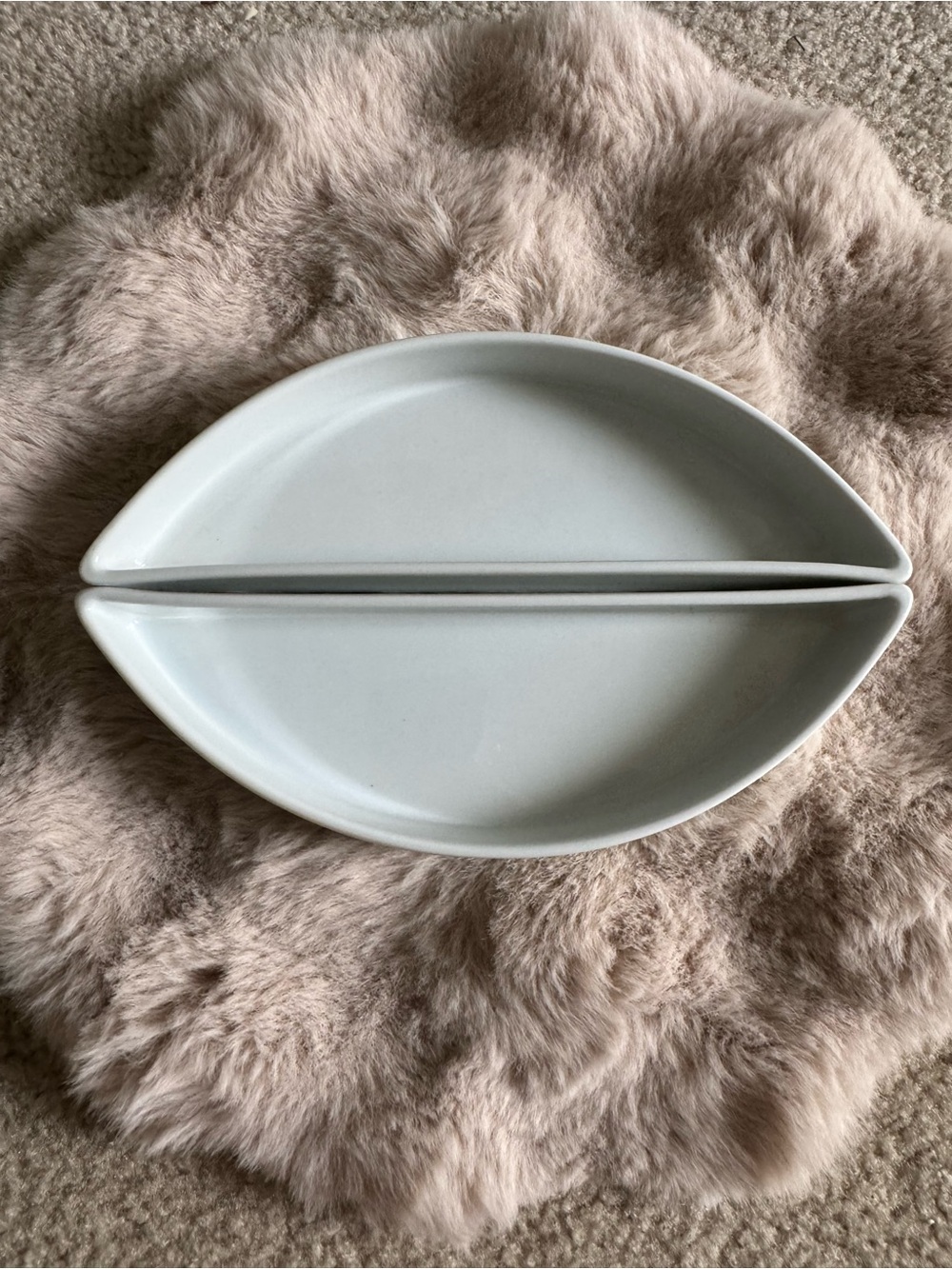 White Ceramic Divided Serving Dish- Home Dining